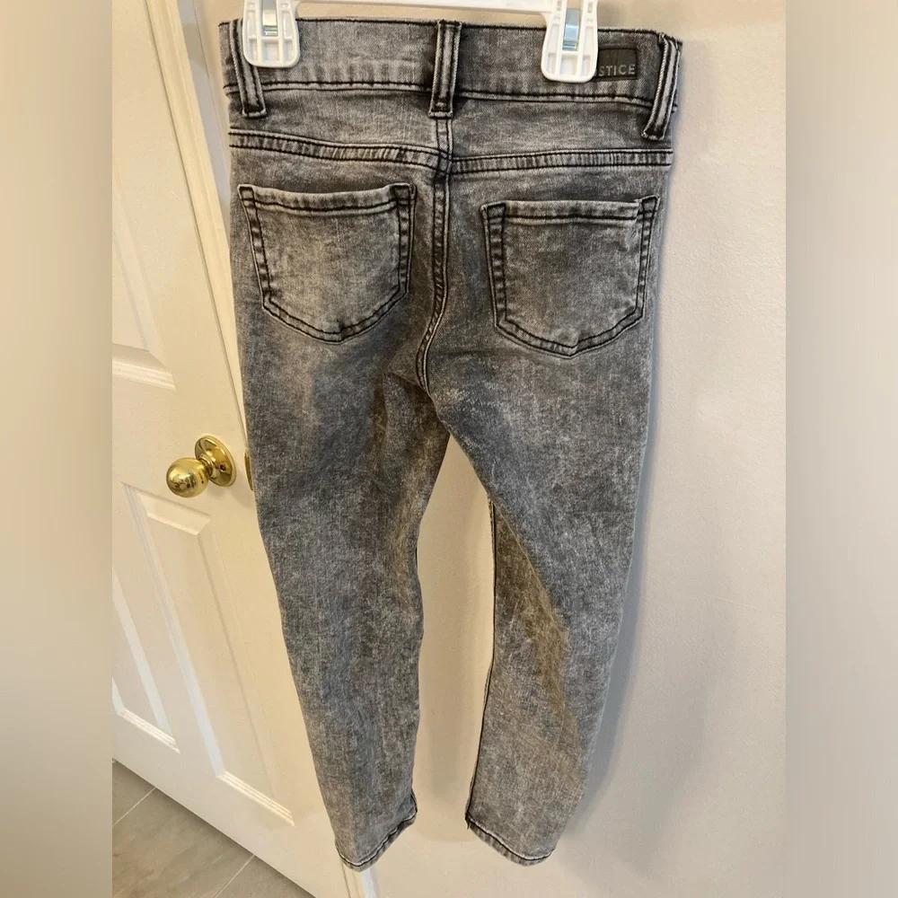 Justice Girls Black Acid washed Jeans Size 7 Skinny